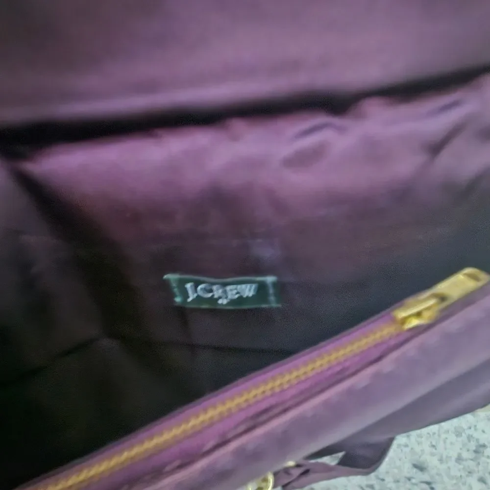 J CREW Purple Satin Foldover Evening Bag Chain Strap Clutch Purse